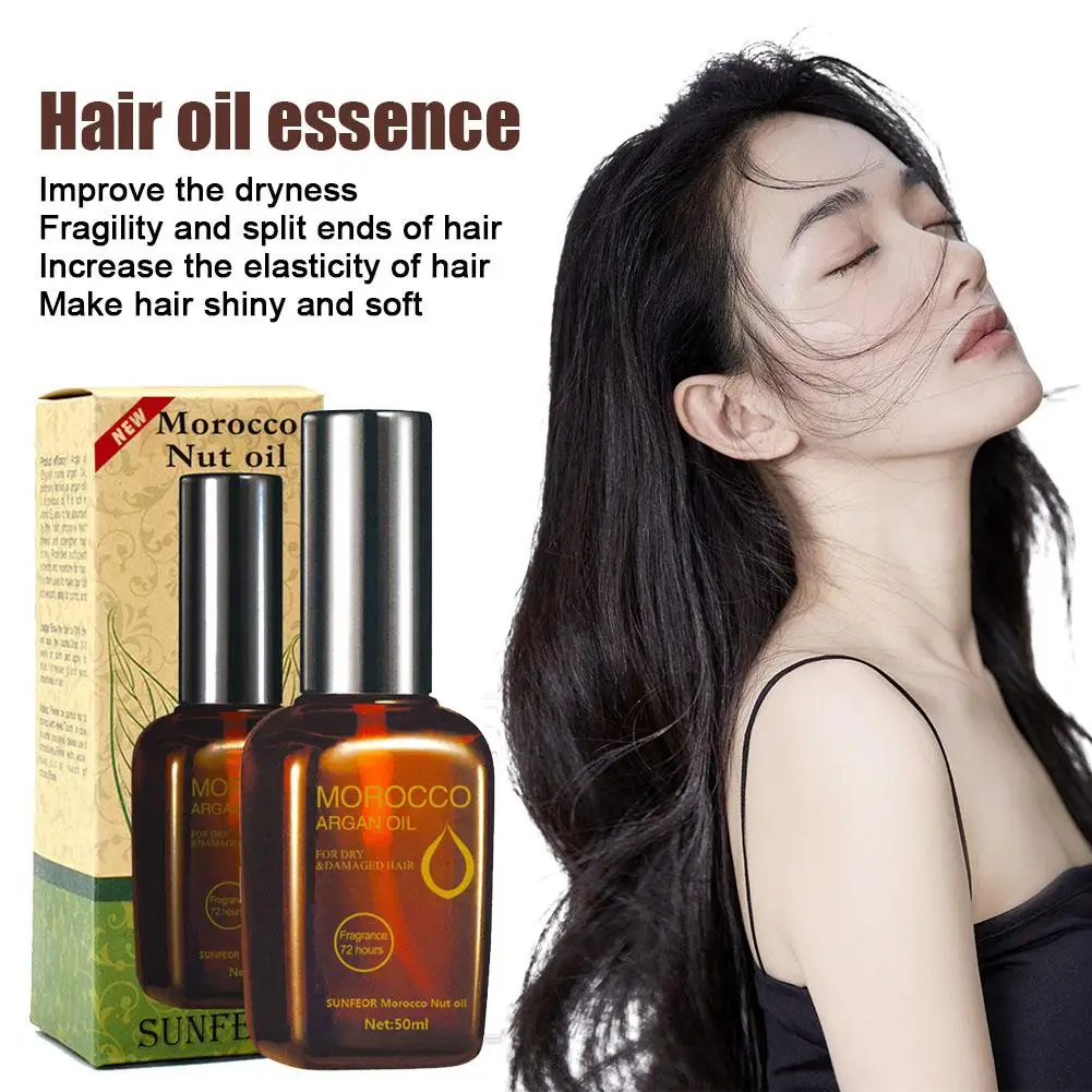 

50ML Hair Care Moroccan Pure Argan Oil Hair Essential Oil for Dry Hair Types Multi-functional Hair Care Products for Woman K2W3