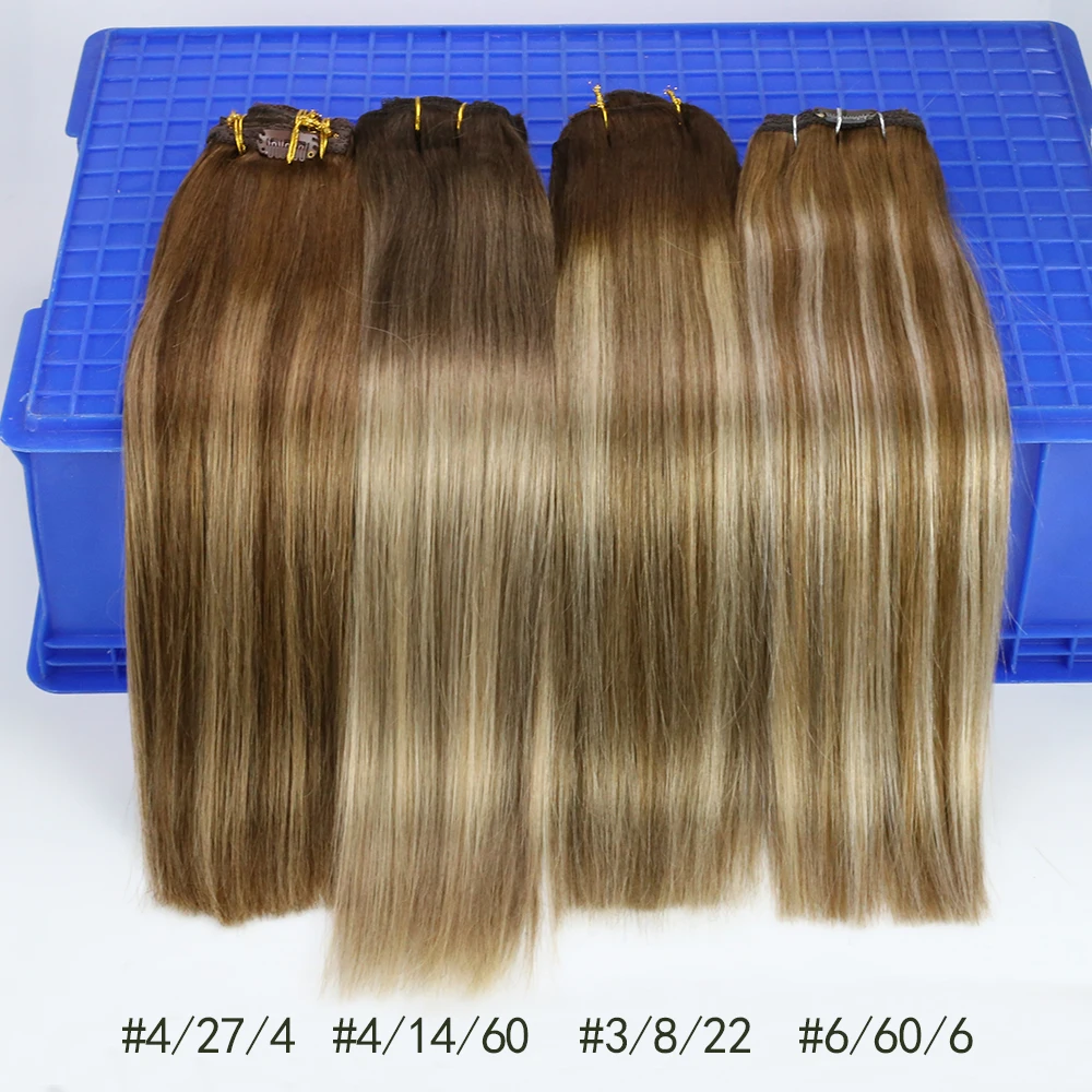 VeSunny Clip In Hair Extensions Human Hair  Weft Brazilian Hair  Remy Hair Full Head Silky Straight Clip In Hair Extensions