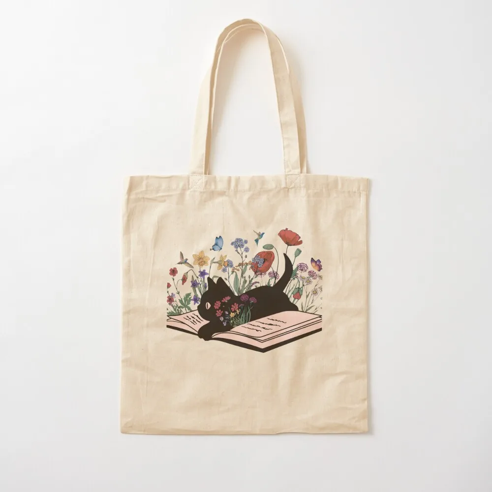Cat and books Tote Bag Shopping bags shopping bags foldable canvas tote Gift bags