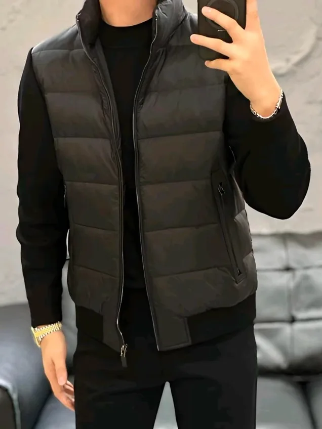 

Men's Knitted Sve Stand Collar down Jaet Comfortable Busin Sle Faionable Autumn Winter New Arrival Outerwear