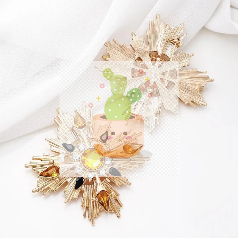 القرون الوسطى خمر الغربية العتيقة بروش الصليب خمر ضوء النجوم كريستال دبوس المرأة معطف الملابس والمجوهرات والاكسسوارات الهدايا