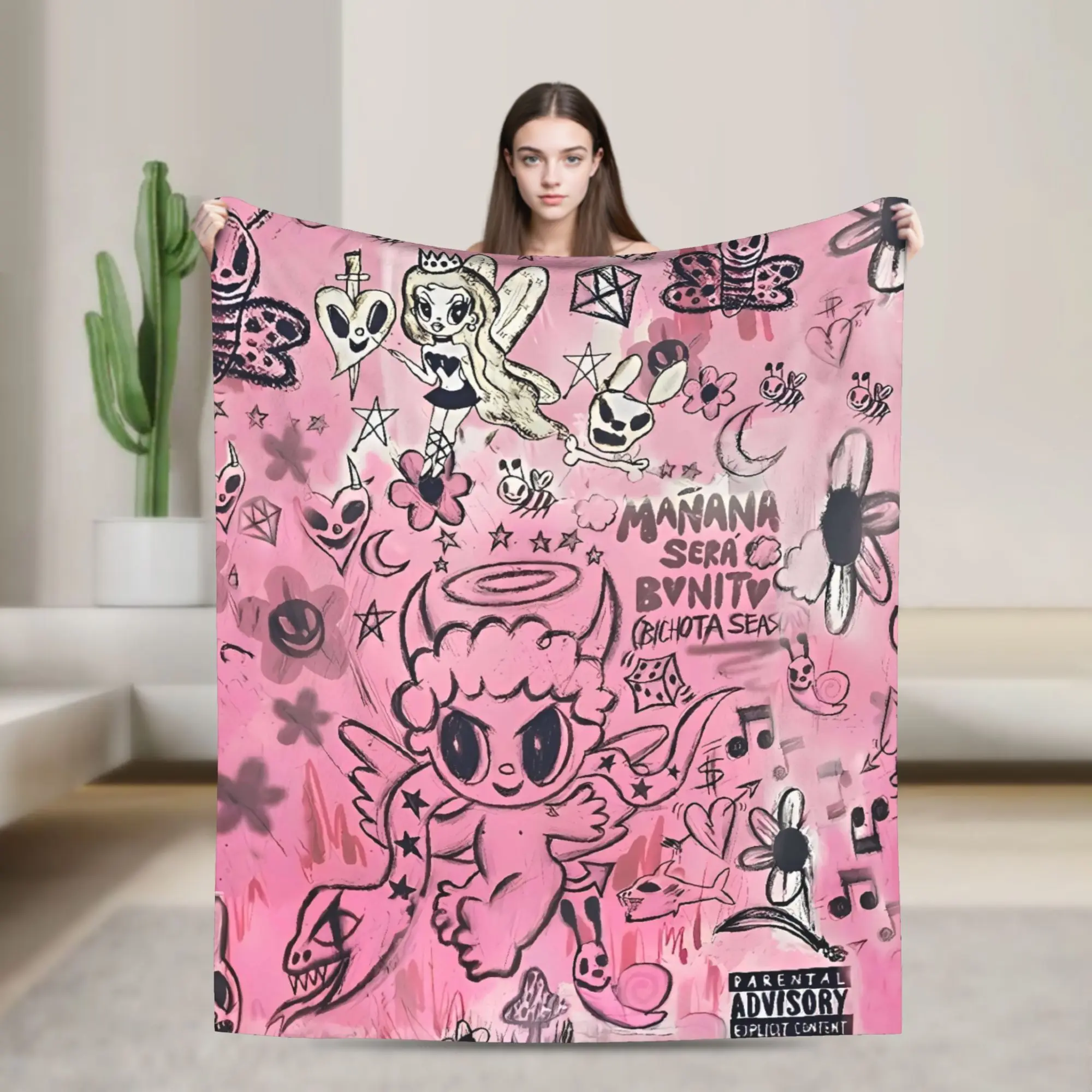 Manana Sera Bonito Karol G Bedding Throws  Flannel Bedspread For Couch Chair Sofa Bed Print Sofa Bed Cover