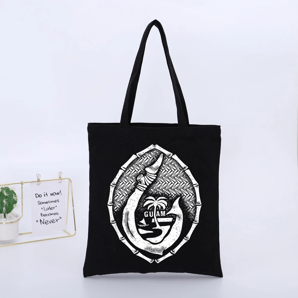 Men's Tropical Island Graphic Canvas Tote Bag, Retro Style for Summer Beach and Casual Shopping