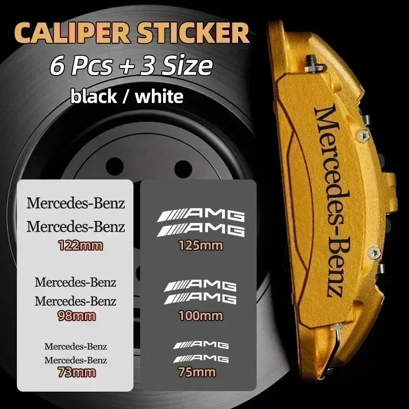 6Pcs for Mercedes Benz AMG W203 W204 W205 W211 W212 W213 W218 W463 W210 W176 W218 C63 E63 Car Brake Caliper Sticker Decoration
