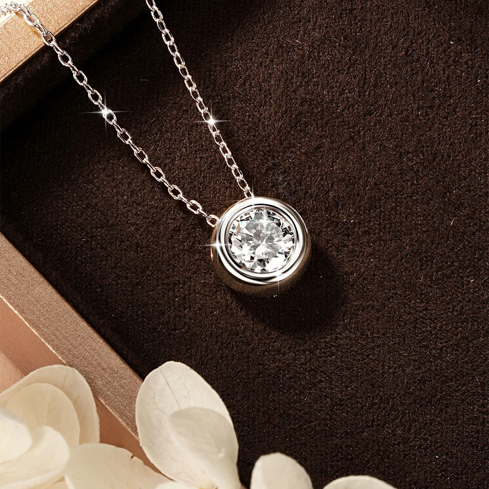 Zertifizierte 4mm-7,5mm Bubble Moissanit Halskette Funkelnder Solitär Labor-Diamant Anhänger Halsketten für Damen Schmuck – Detail 12