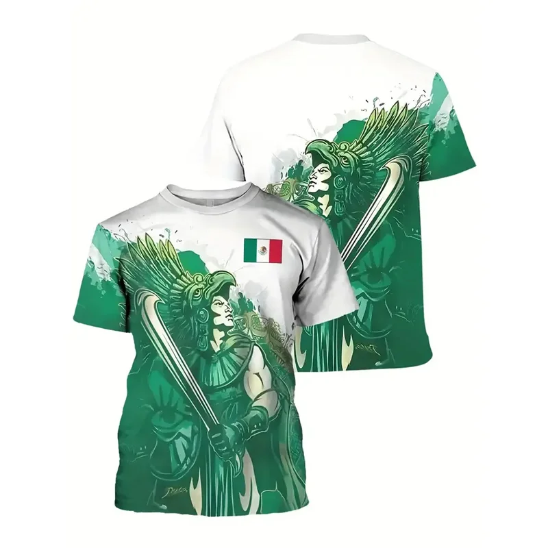 Mexico National Flag 3d Printed T-shirt For Men's National Emblem Pattern Tee Shirts Streetwear Summer Short Sleeves O-neck Tees