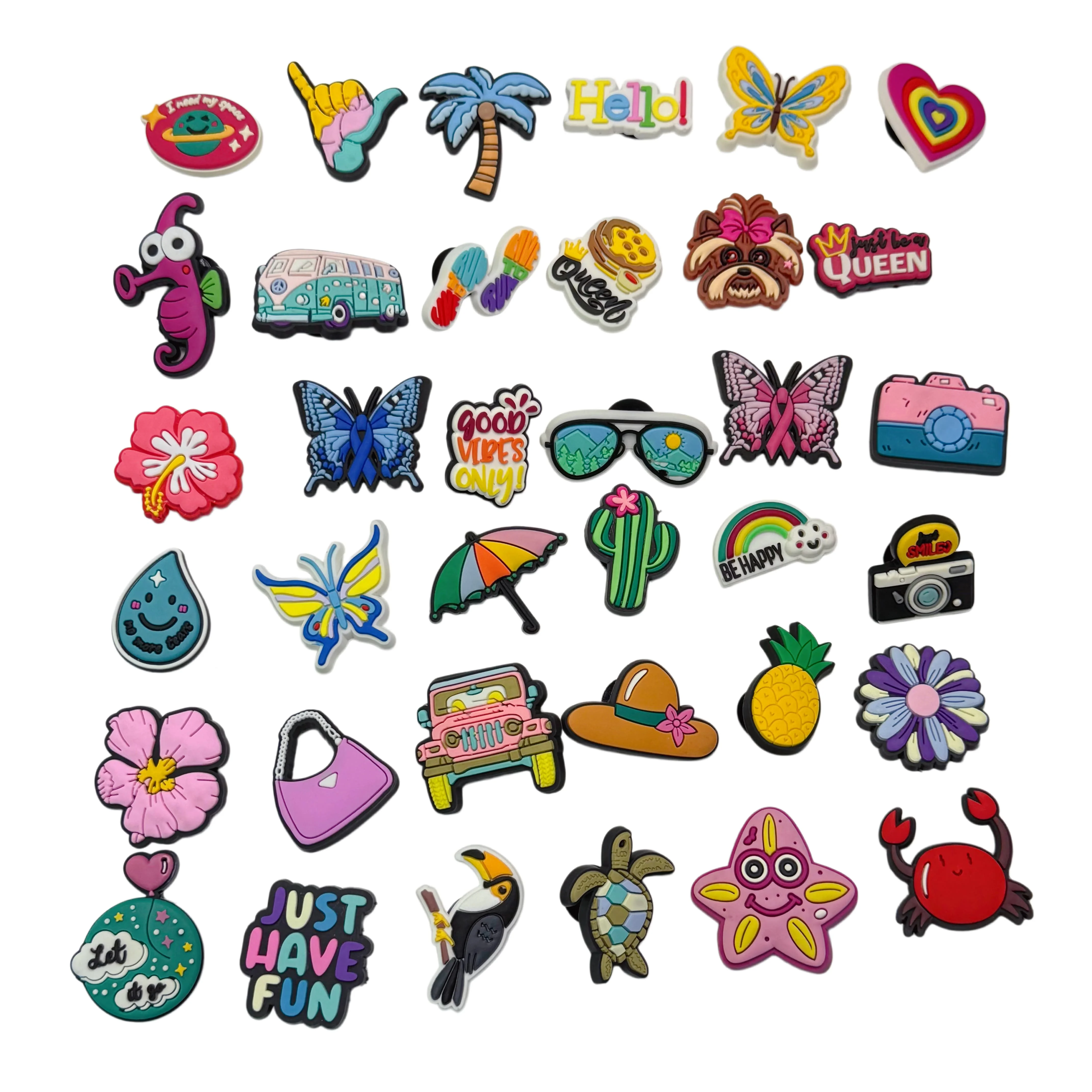 36-100pcs Colorful Butterfly Plant Love Shoe Charms DIY Garden Shoe Accessories Decorations for Man Christmas Birthday Gift