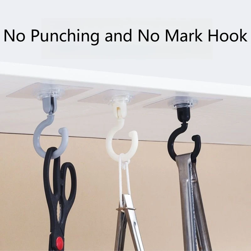 5PCS Swivel Hook Ceiling Rotating Ceiling Underhook, Special Punch-free, Traceless Roof Wall Ceiling, Powerful Door Hanging Hook