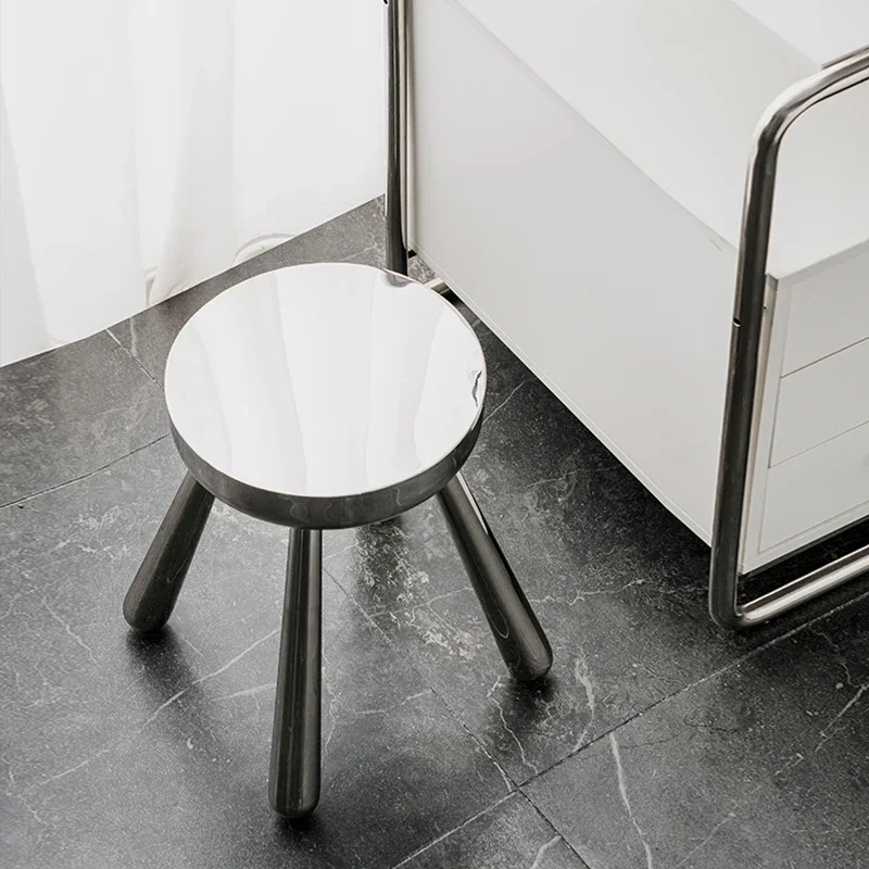 Stainless Steel Low Stool Nordic Designer Home Shoe Changing Stool Living Room Creative Round Simple Small Bench