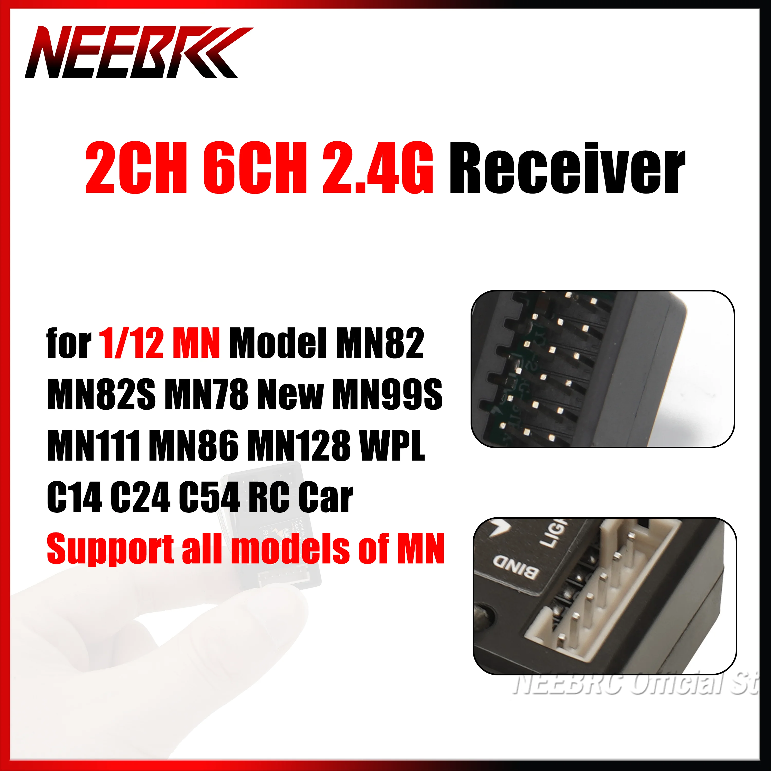 

2CH 6CH 2.4G LED Light Port Receiver 4.8-10V for 1/12 RC Crawler Car MN82 MN82 MN78 MN99 MN128 MN168 MN111 MN90 WPL Model Parts