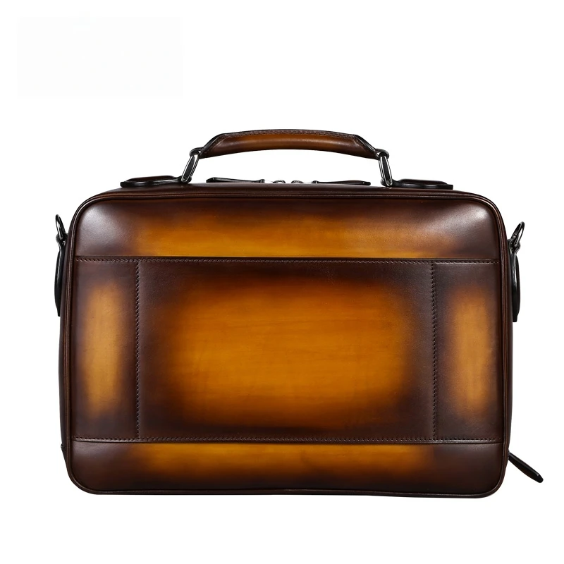 DIMY 2026 new handbag men's business briefcase leather large capacity top layer cowhide young lawyer handbag