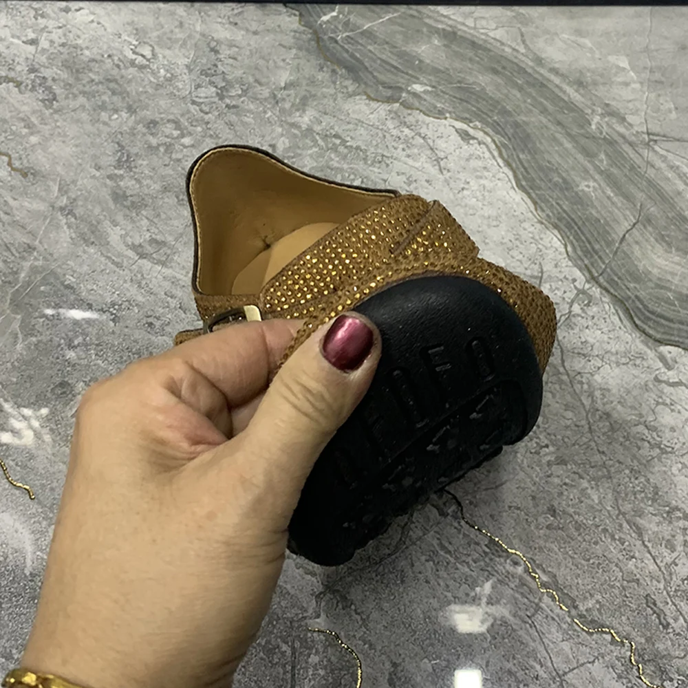 Spring Fashion Women Shoes Plus Size Rhinestone Female Flat Shoes Casual Slip On Women Loafers Brand Designer Mullers 2024 New