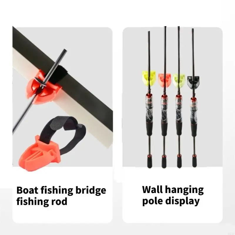  Space Saving Silicone Fishing Rod Holder With Fastening Strap Binding Clip
