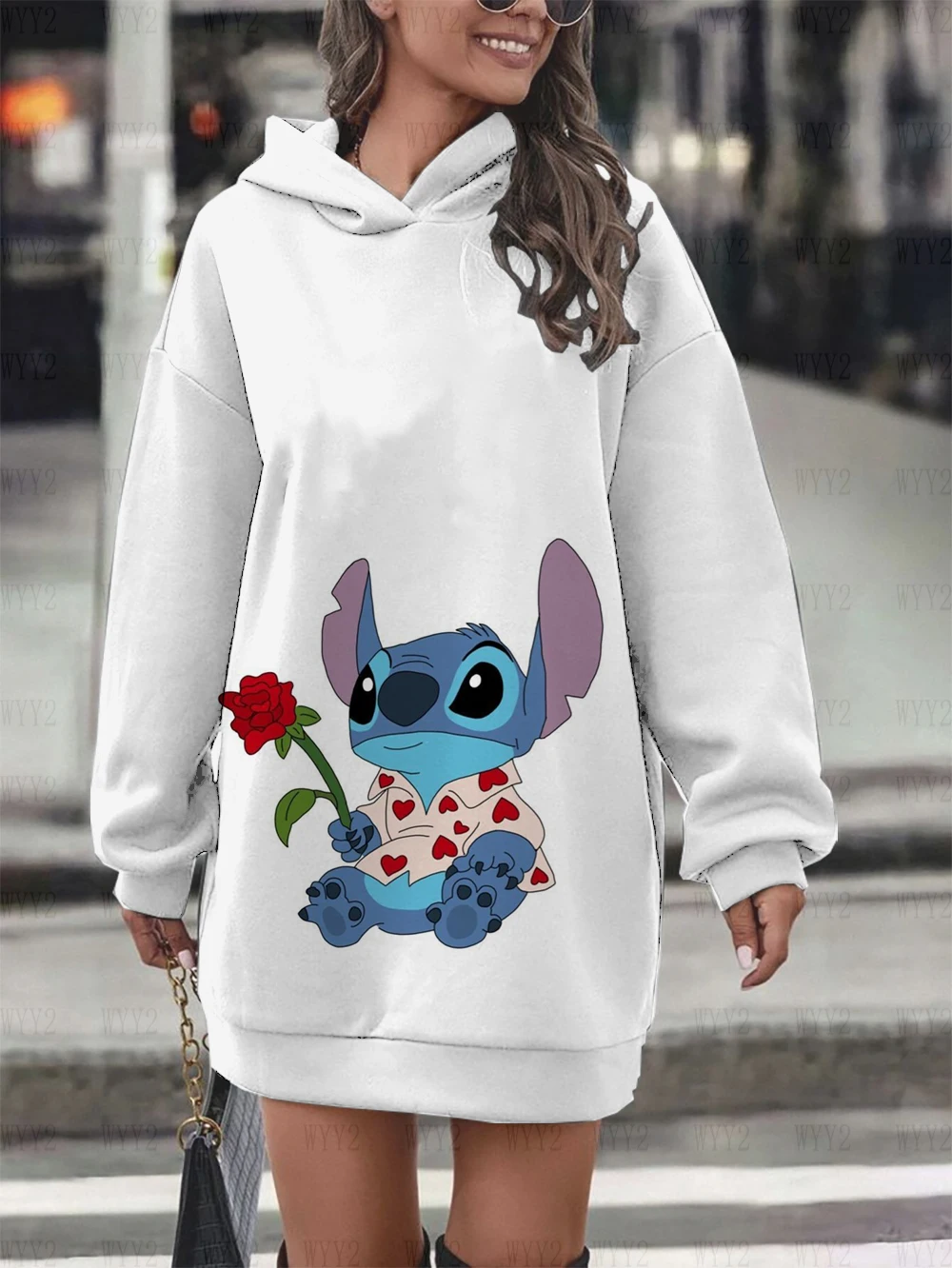 Women\'s Sweatshirt Sweatshirt Jacket Clothes Hoodie Women\'s Pocket Long Sleeve Pullover Disney Christmas Stitch Top