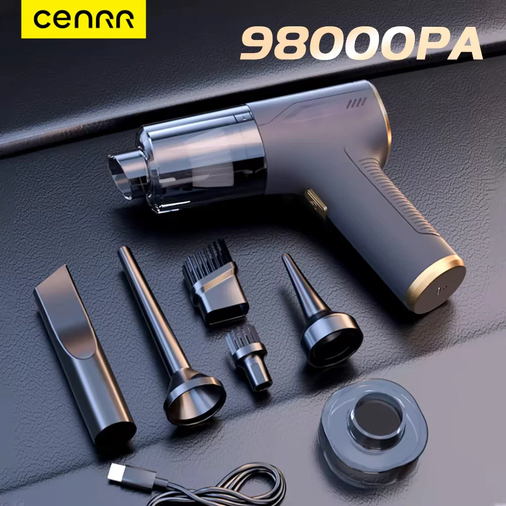 CENRR 98000PA เครื่องดูดฝุ่นรถยนต์แบบพกพาไร้สายทําความสะอาดที่มีประสิทธิภาพแรงดูดมือถือเครื่องทําความสะอาดสําหรับเครื่องใช้ในบ้าน