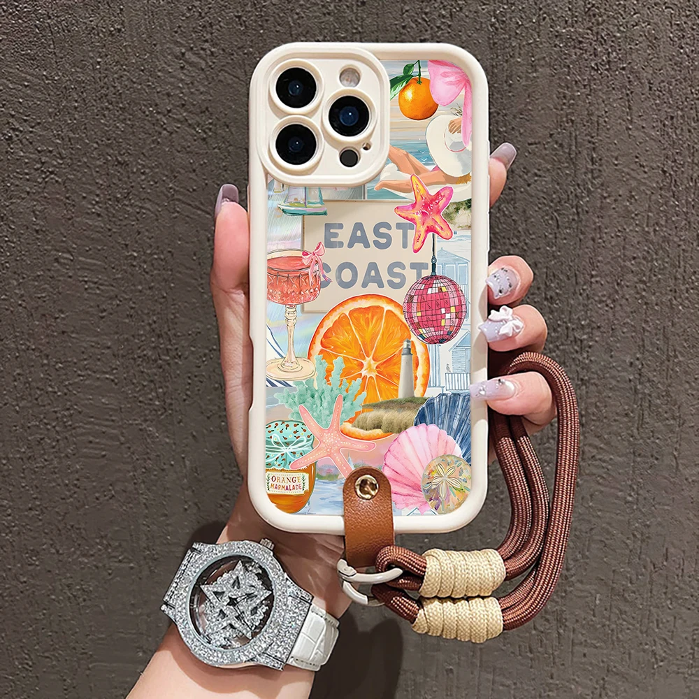 Urlaubs-Strand-Collage Silikon-Handyhülle für iPhone 17 16 17 Pro 15 14 13 12 11 Pro Max 16E 7 8 Plus XR XS mit Lanyard-Hülle – Detail 7
