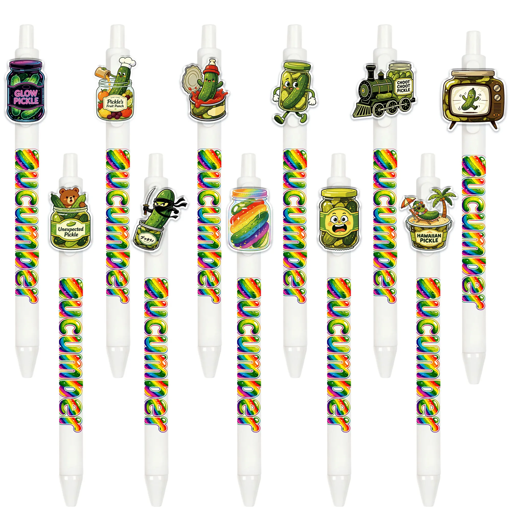 

11pcs Creative Cucumber Can Theme Press Ballpoint Pen Writing Smooth Black Ink Student Writing Gift Pen