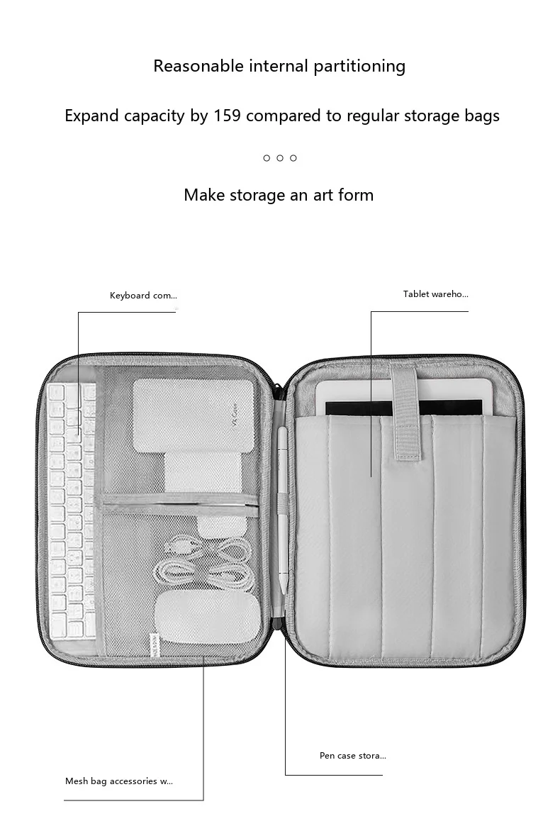Leichte Tablet-Tragetasche 11-15,6 Zoll Oxford-Handtasche für iPad mit Plüschfutter – Detail 4