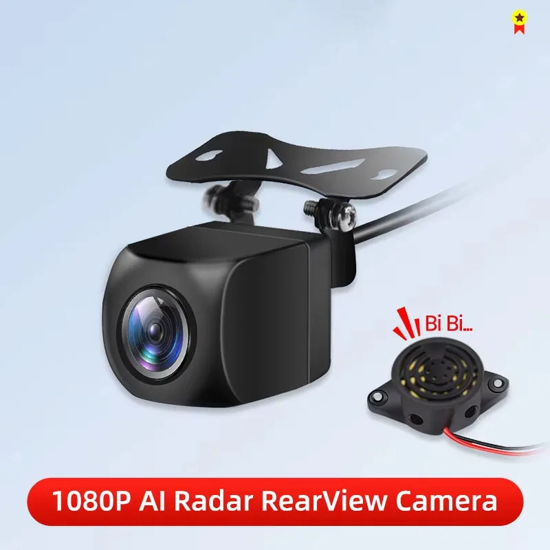 Telecamera Posteriore per Auto AHD 1080P con Allarme Radar Impermeabile 145° ° Telecamera di retromarcia grandangolare intelligente con AI