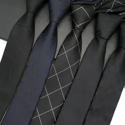 New Black Colors Skinny 6CM Mens Necktie Ties For Man Neck Tie Plaids Jacquard Cravat Business Party Corbatas