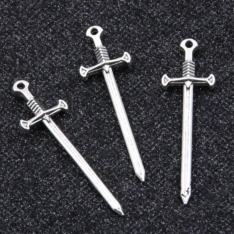 10PCS 5 Styles Wholesale Mixed Alloy Antique Knight Sword Knife Charms For Jewelry Making DIY Handmade Weapons Pendant