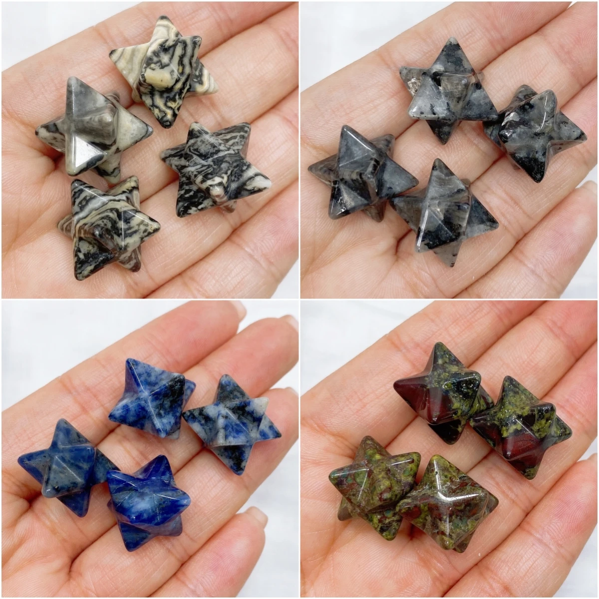 13MM Merkaba Star Natural Crystal Quartz Stone Wiccan Energy Healing Gem DIY Jewelry Home Decoration Aquarium Gift