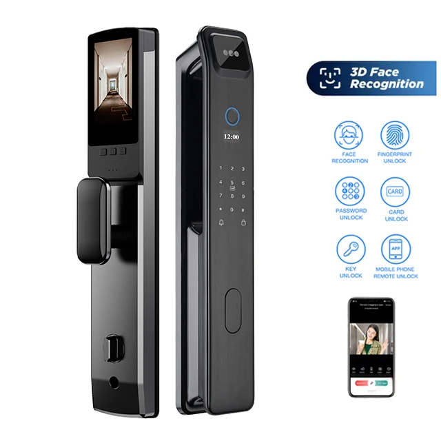 HanDaily Security 3D Face Recognition Fingerprint LockTop Wifi Camera Digital Locks Nfc Card Key Rfid Code Smart Door Lock