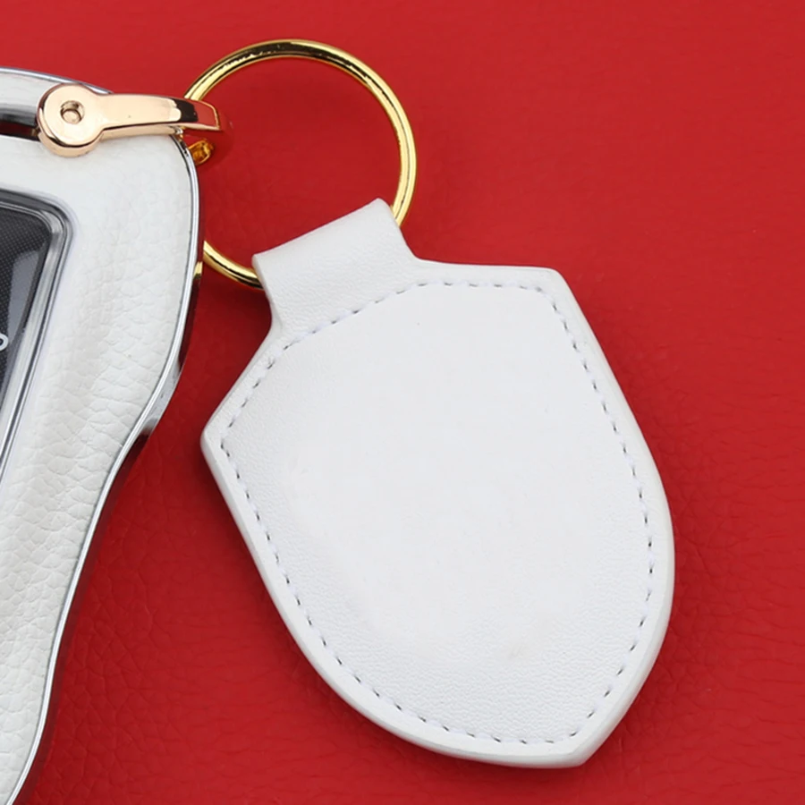 Premium Shield Leder-Schlüsselanhänger mit Metall-Logo für 901 904 917 918 964 993 996 997 991 992 – Anti-Verlust-Schlüsselring für Autozubehör – Detail 6