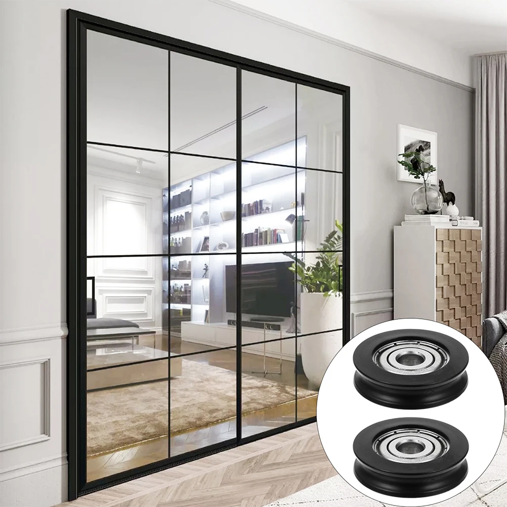

4pcs Sliding Door Pulley Wheels Nylon Groove Pulley For Window Wardrobe Cabinet Track Roller Heavy Duty Bearing Guide Cupboard