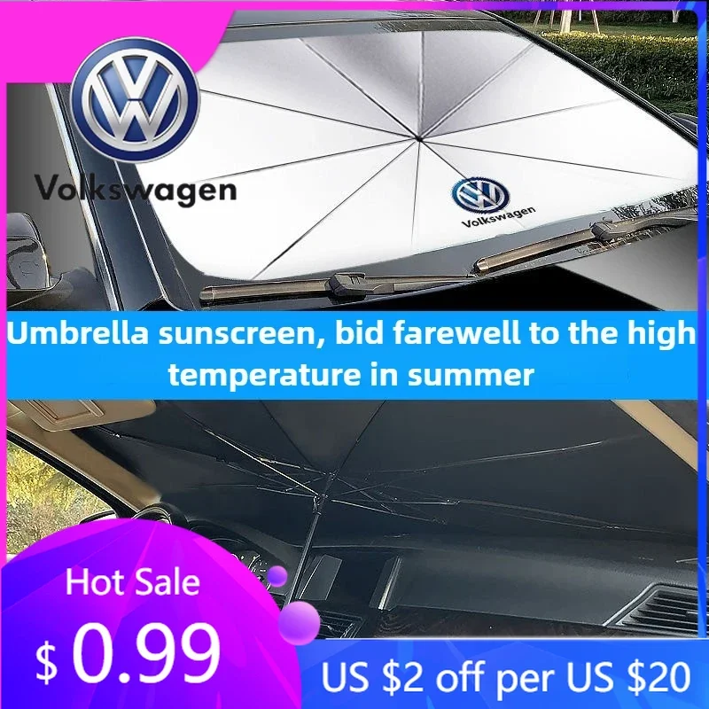 Alerones alas VW parasol paraguas de coche parabrisas delantero visera para Volkswagen Golf Tiguan Jetta Transporter Passat T5 Polo C