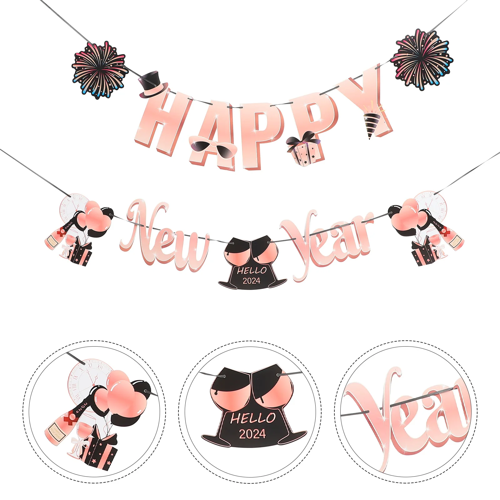 

1 set 1 Set 2024 New Year Party Banners Festive Hanging Banner Decorative Supplies Celebration Decoration Event Home Use Party