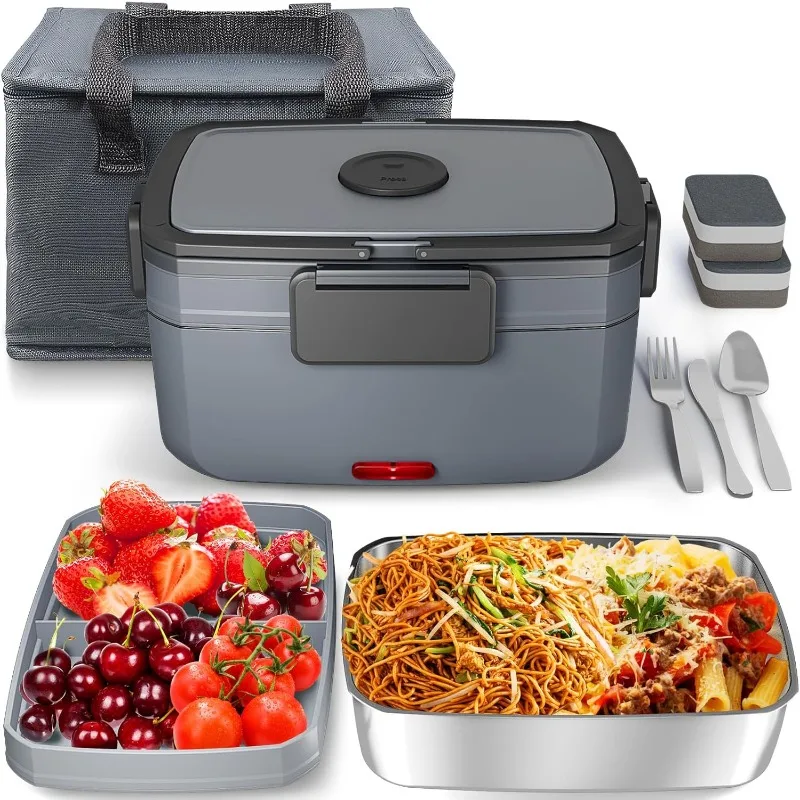 Electric Heated Lunch Box for Men - 3 Liters Double Layer Portable Food Warmer for Car Truck 90 W Self Heating Lunch Box