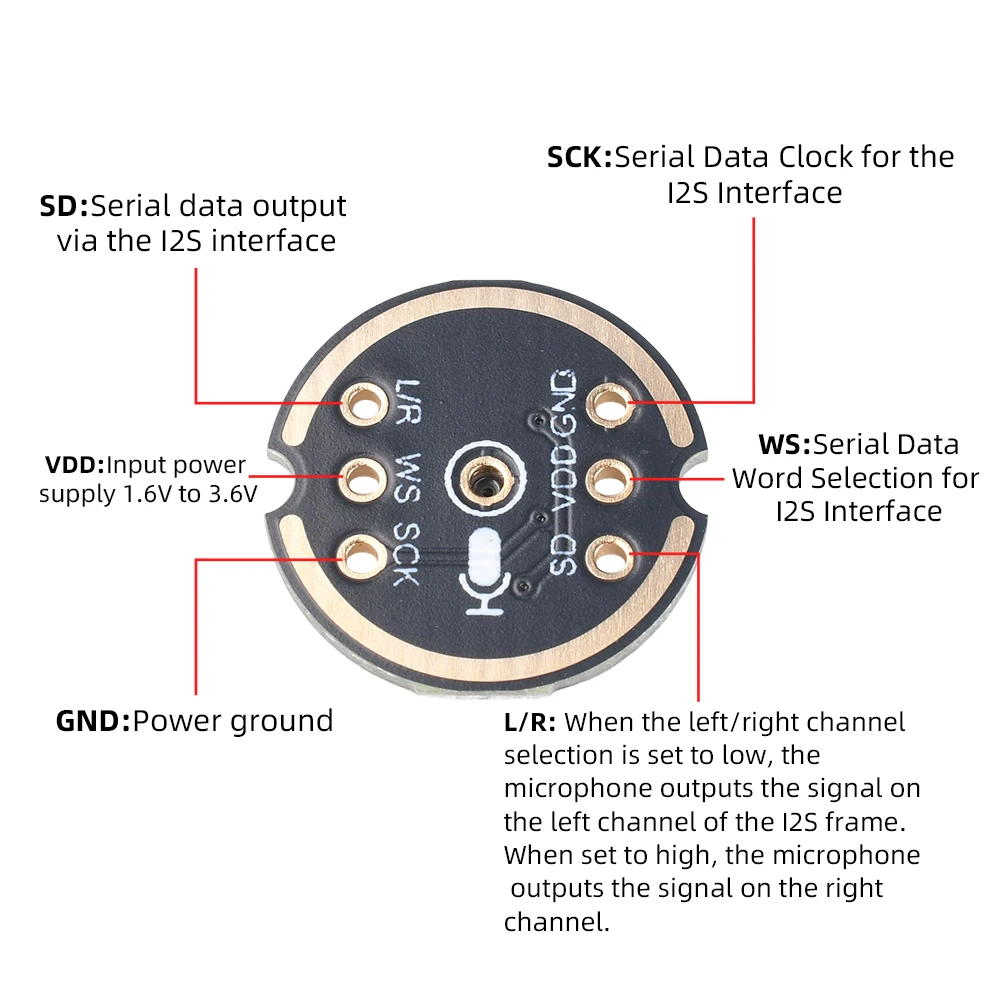 MS3625 I2S MEMS Microphone Module High Anti-Interference Left Right Channel for ESP32 DSP Smart Voice Audio Development view 4