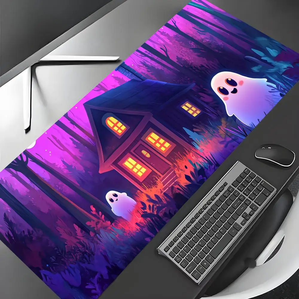 

Игровой коврик для мыши с изображением загадочного фиолетового леса и призраков, нескользящий настольный коврик, коврик для мыши с прошитыми краями, HD-печать, офисный коврик