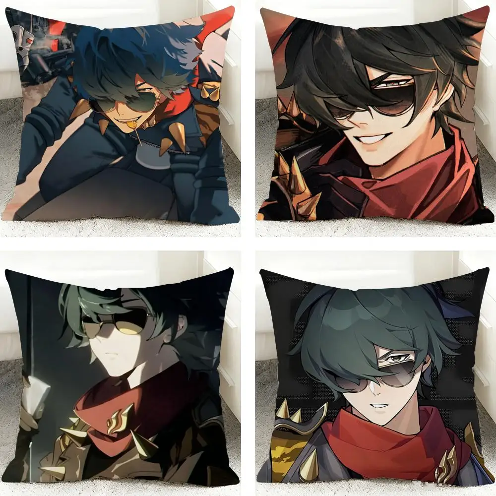 Game Z-Zenless Zone Zero Lighter Cushion Cover Soft Short Plush Pillow Case Cushion Cover for Living Room Sofa Decor