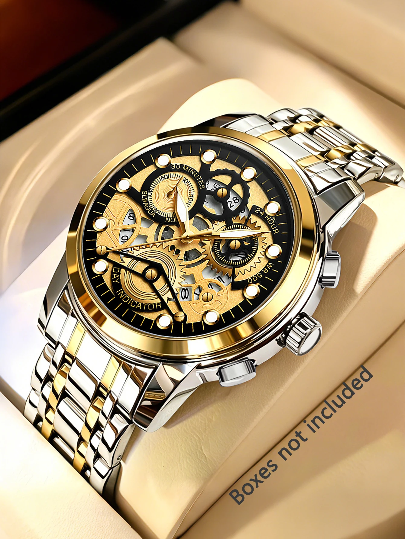 Reloj de Cuarzo Casual y Elegante para Hombre con Correa de Acero Inoxidable, Función de Calendario, Regalo de Cumpleaños