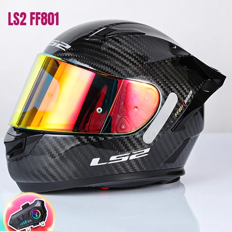 

LS2 FF801 CRRBON Carbon Fiber Full Face Motorcycle Helmet Anti-fog ECE Original Helmets with Bluetooth Headset Cascos Para Moto