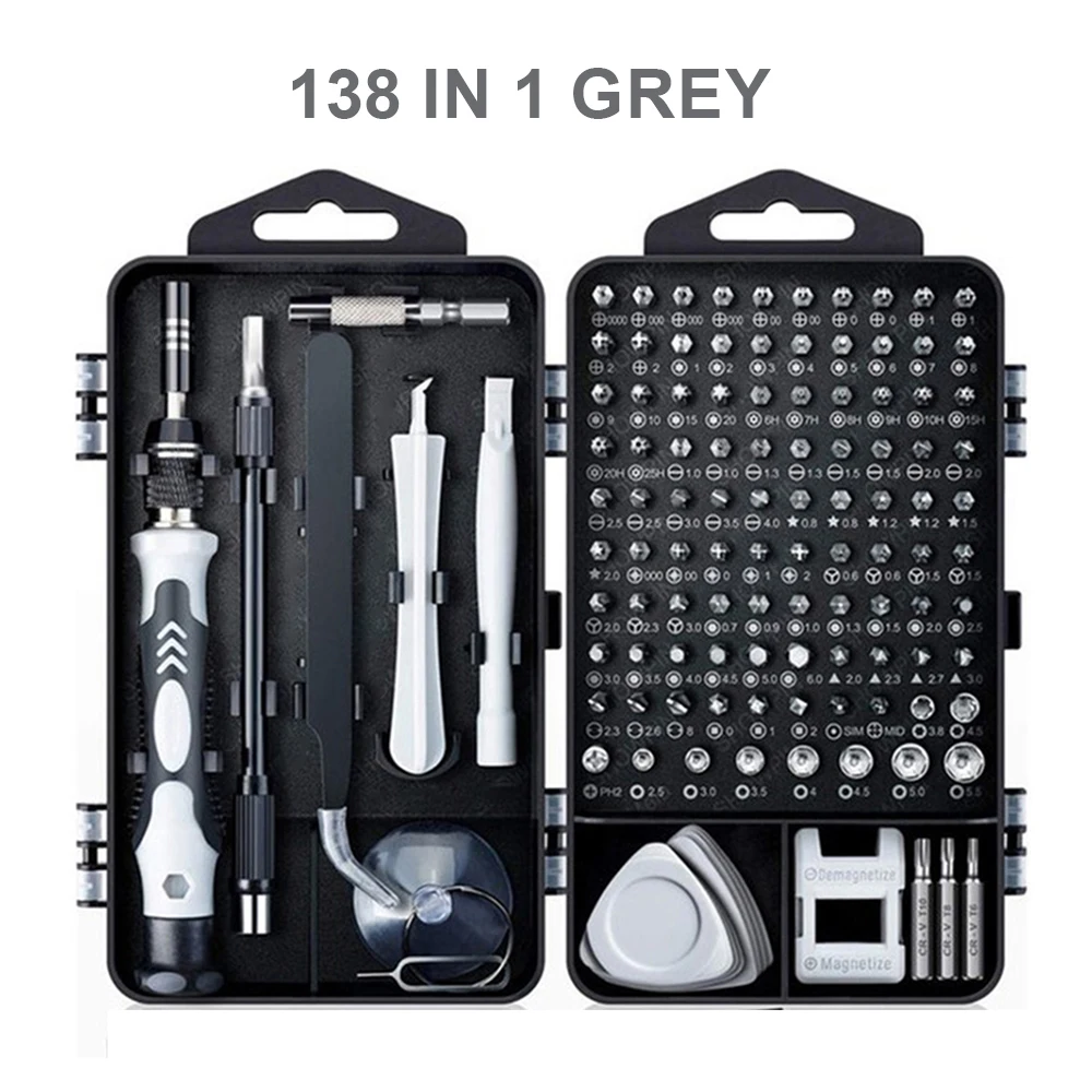 Precisie schroevendraaierset 140-delig elektronica gereedschapsset voor computer, laptop, mobiele telefoon, pc, MacBook, iPhone, PS4, PS5 reparatie
