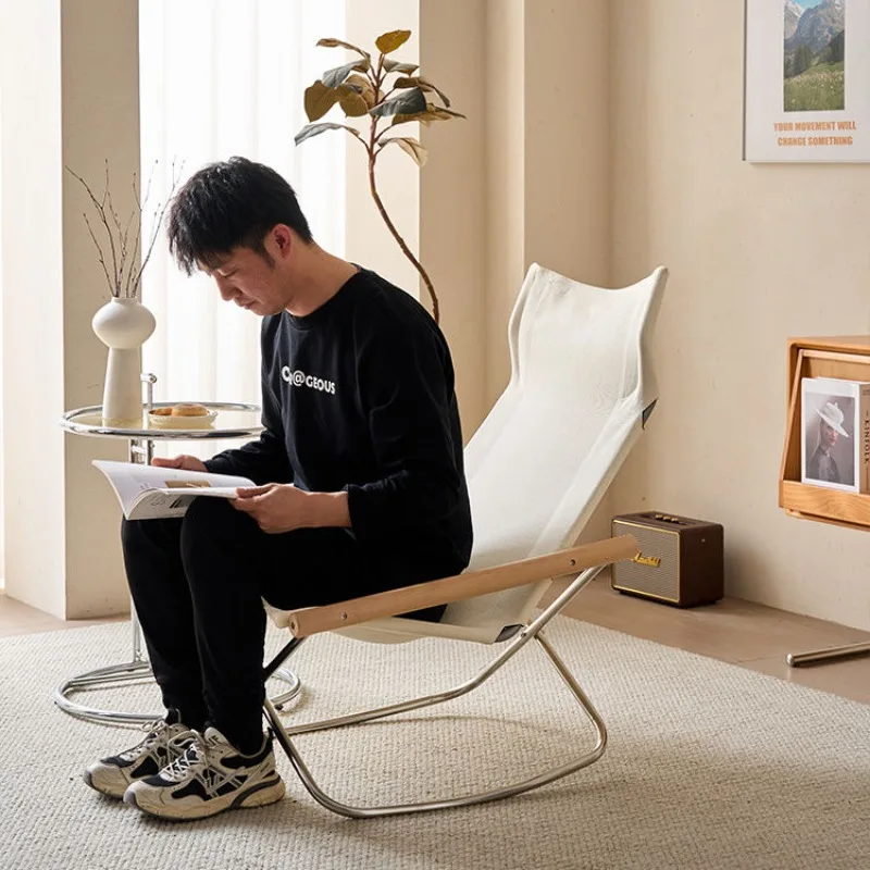 كرسي كسول قابل للطي في الهواء الطلق مريح للتخييم الترفيهي الفردي