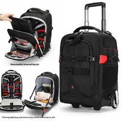 Trolley Camera Bag Waterproof Professional DSLR Camera Suitcase Bag Video Photo Digital Camera Trolley Backpack On Wheels