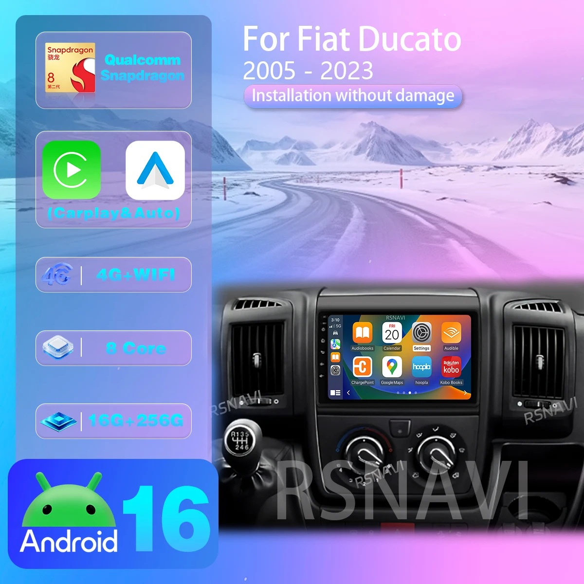 Android 16 For Fiat Ducato 2005 - 2023 Carplay AUTO Car Radio Multimedia Peugeot Boxer Citroen Jumper 2 2006 - 2022 WIFI 4G BT