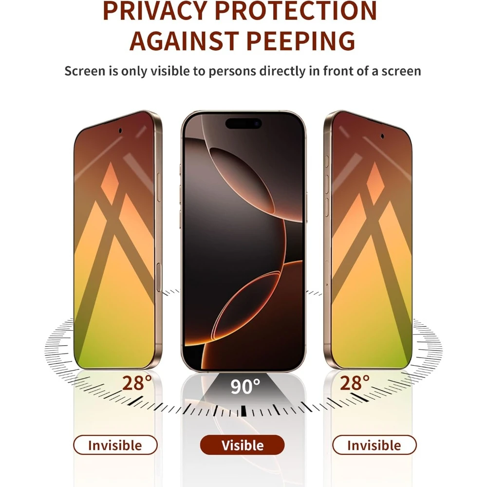 NNBILI 3-teiliger Blickschutz-Displayschutz geeignet für iPhone 18 Pro Max Schutzfolie blasenfrei kratzfest vollständige Abdeckung Farbverlauf – Detail 2