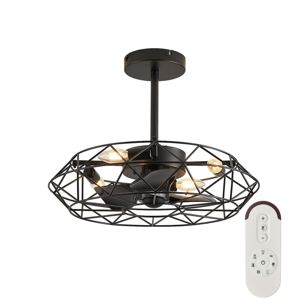 Traditional Style LED Ceiling Fans Iron Copper Body AC Powered Decorative Lighting for Dining Living Room Home Remote Control