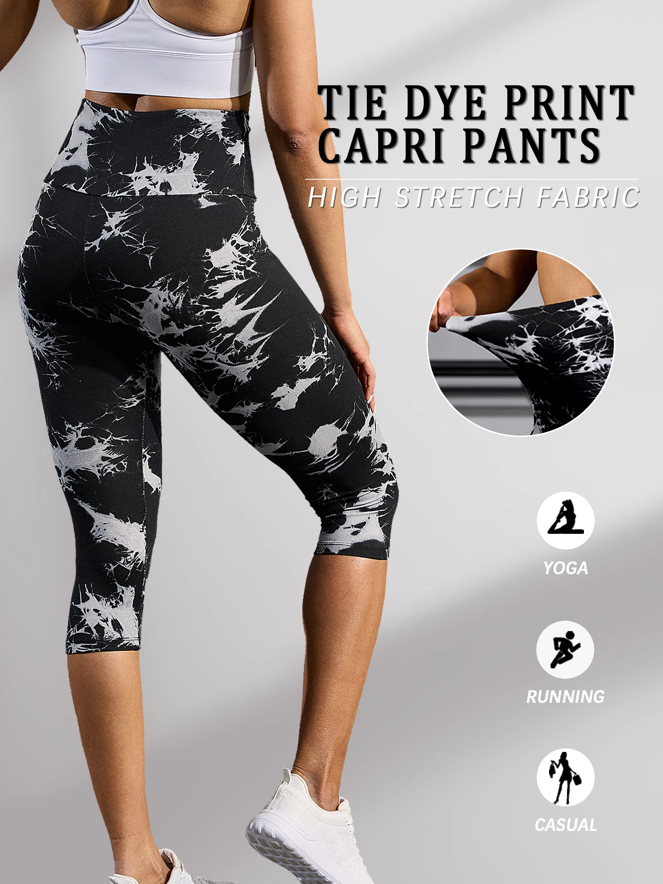 ผู้หญิงเอวสูงกางเกงคาปรี Super Soft Tummy Control ไม่ดูผ่านออกกําลังกายโยคะวิ่งกีฬา Push Up GYM Leggings