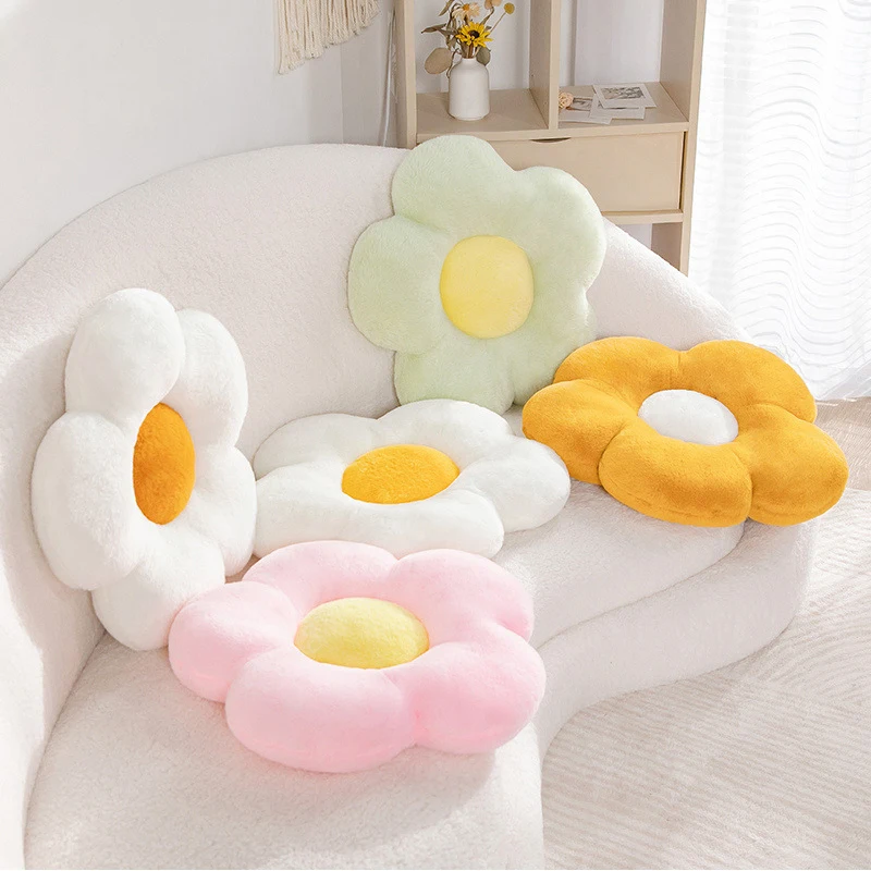 LMETJMA Cute Flower Pillow Plush Flower Shape Throw Pillow Seating Cushion Floor Cushion Bedroom Living Room Decor Pillow JT418