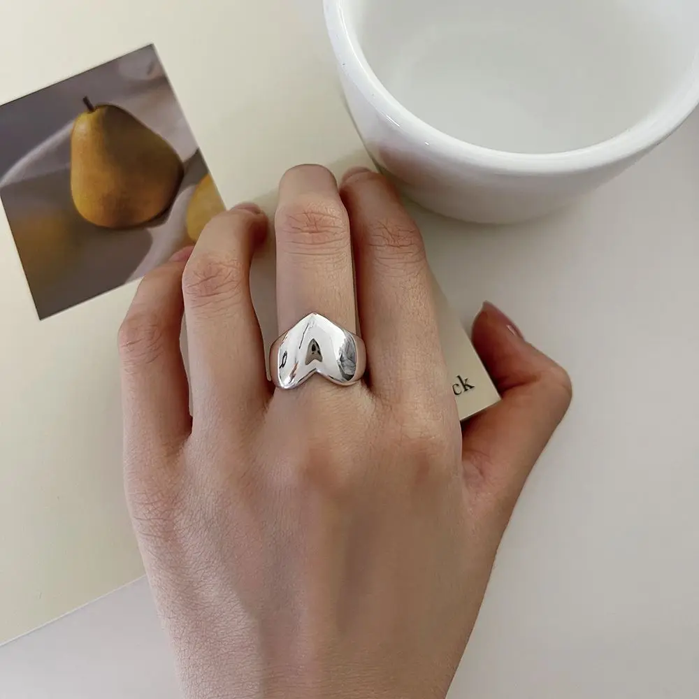 BF CLUB 925 sterling zilveren eenvoudige hartringen voor vrouwen paar mode geometrische vintage handgemaakte onregelmatige ring feestgeschenken