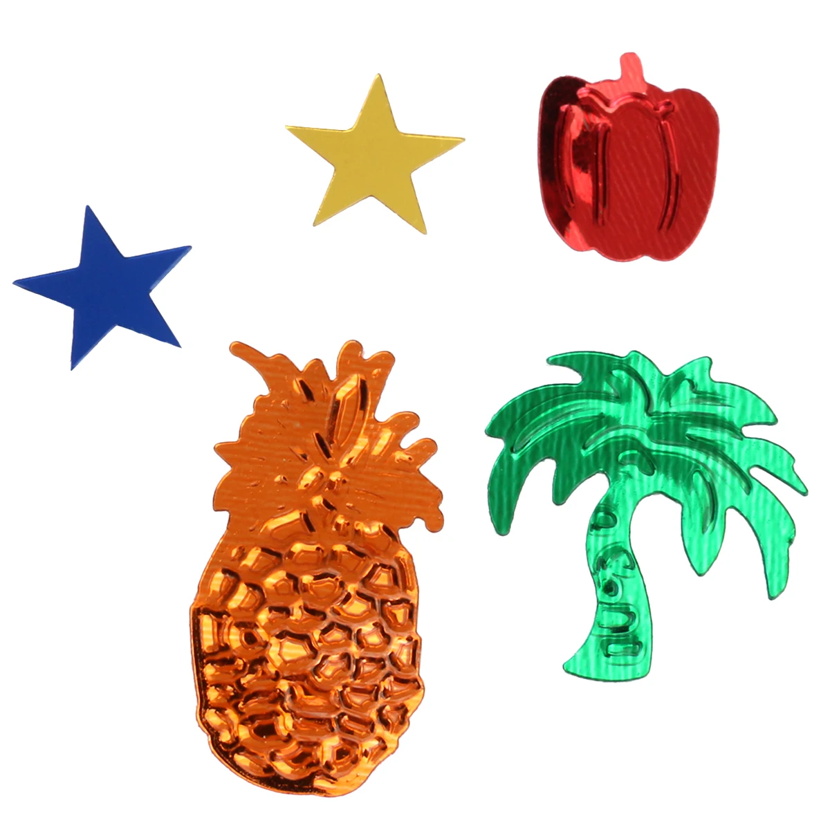 

15 G Hawaiian Style Ornaments Pineapple Confetti Pepper Cocnut Tree Fruit Glitter