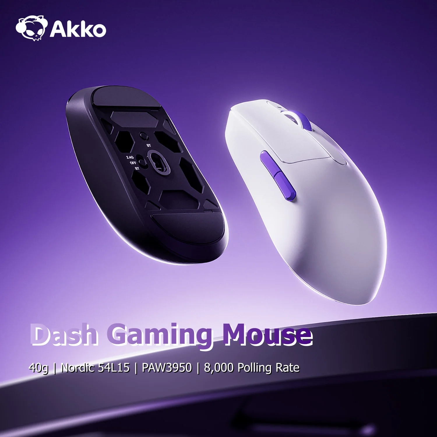 

Беспроводная игровая мышь Akko Dash MAX/Ultra с сенсором PixArt PAW3950 / PAW3395, 42000 DPI, 40г±3г, ультралегкая, эргономичная, 8K, для киберспорта