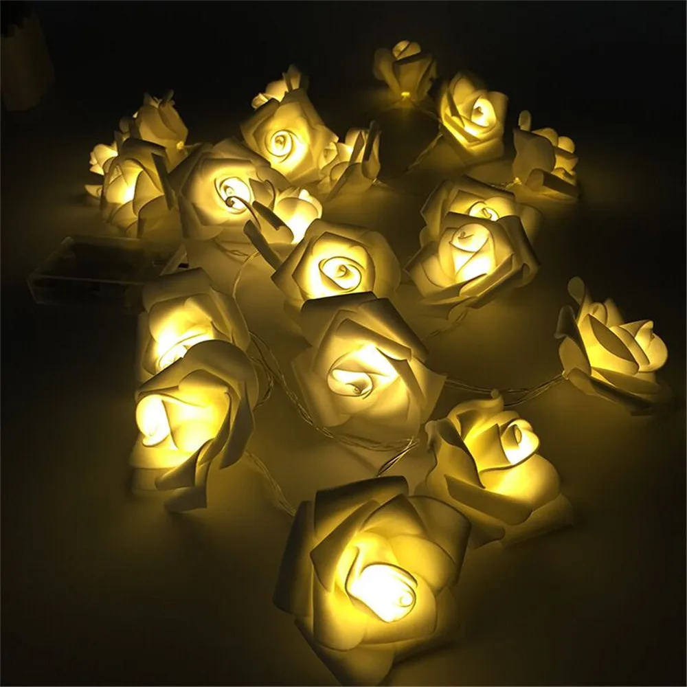 USB/Funzionamento a batteria 10/20/40 LED Rose Holiday String Lights San Valentino Decorazione di nozze Luci di Natale Lampadine di fiori Lampada a LED