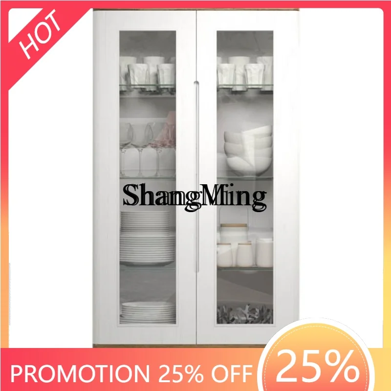 

Изысканный премиальный шкаф-витрина ZYY из массива дерева для столовой, простой настенный шкаф для гостиной, высокий шкаф для хранения и демонстрации.